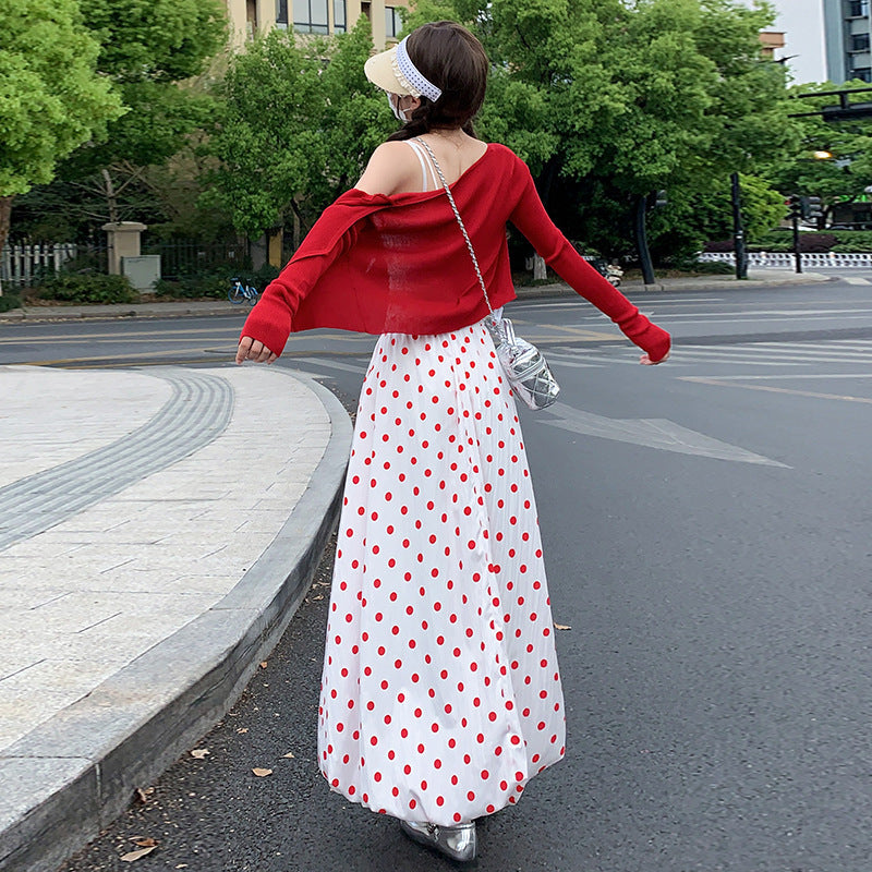 Red Polka Dot Skirt For Playful Summer Outfits-Theone Apparel