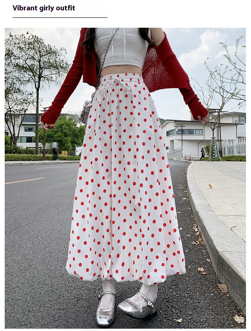 Red Polka Dot Skirt For Playful Summer Outfits-Theone Apparel