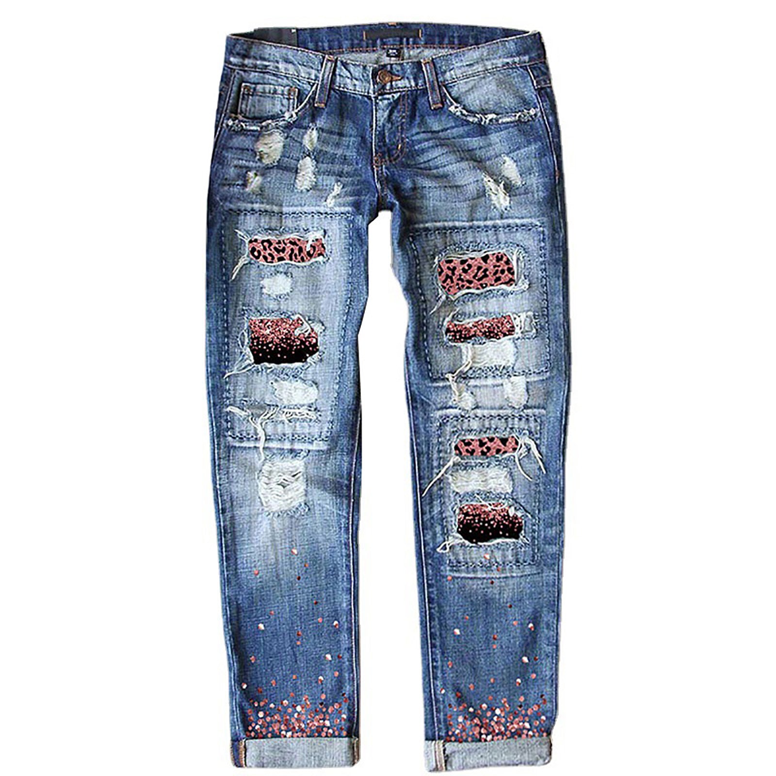 Calças jeans impressas com tampa com borda gráfica