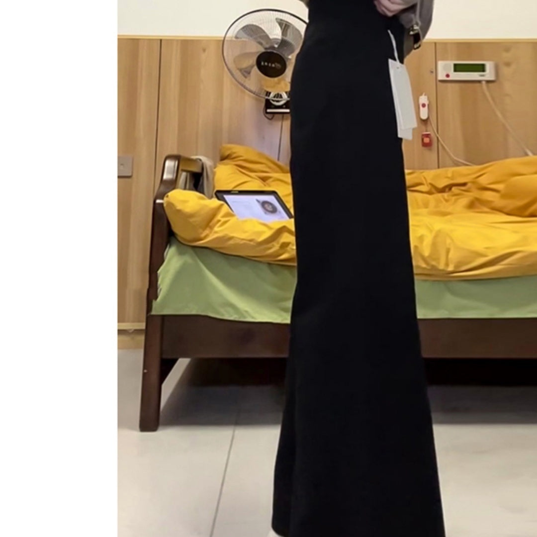 Jeans de perna larga solta de cor sólida com estilo minimalista