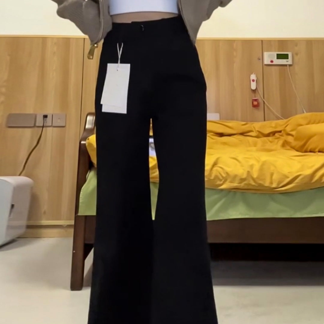 Jeans de perna larga solta de cor sólida com estilo minimalista