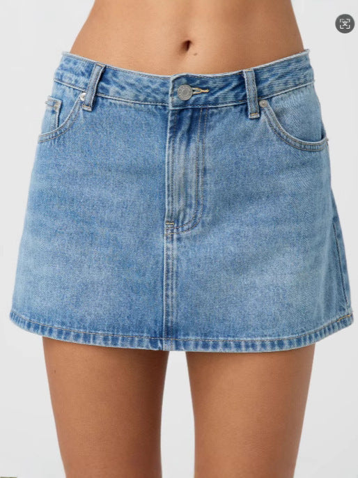 Stretch Washed Denim Short Skirt For Casual Comfort-THEONE APPAREL