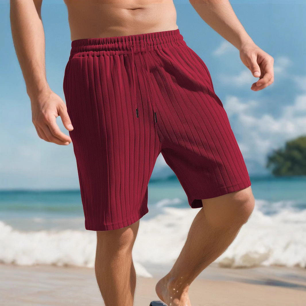 Striped Multi-Pocket Beach Bottoms for Active Summer Days-Maroon-Theone Apparel
