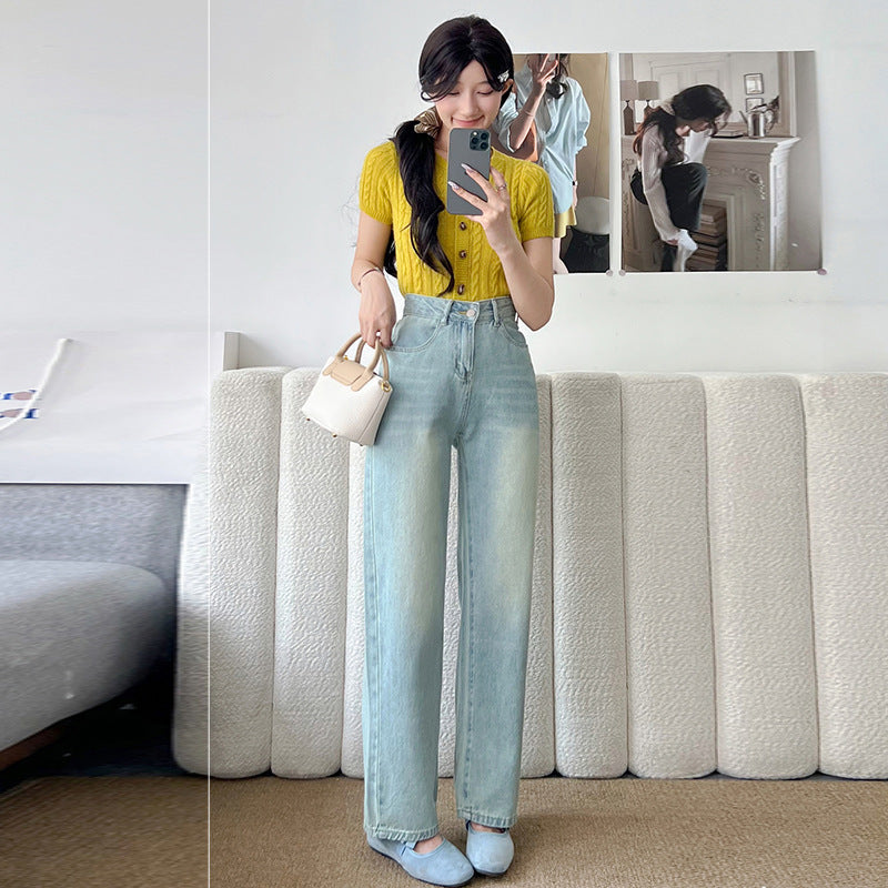 Tall Fit Cropped Straight-Leg Jeans for Women-Theone Apparel