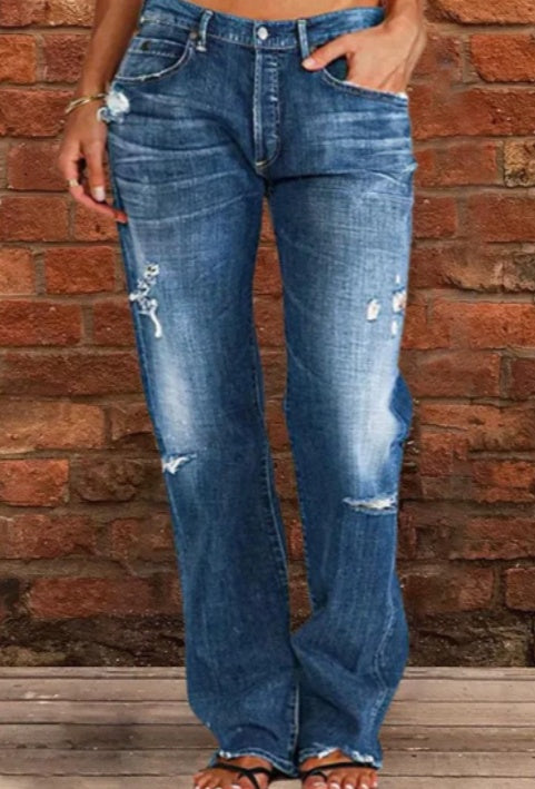 Jean en jean en denim à jambes droites lâches unisexes pour tous les sexes