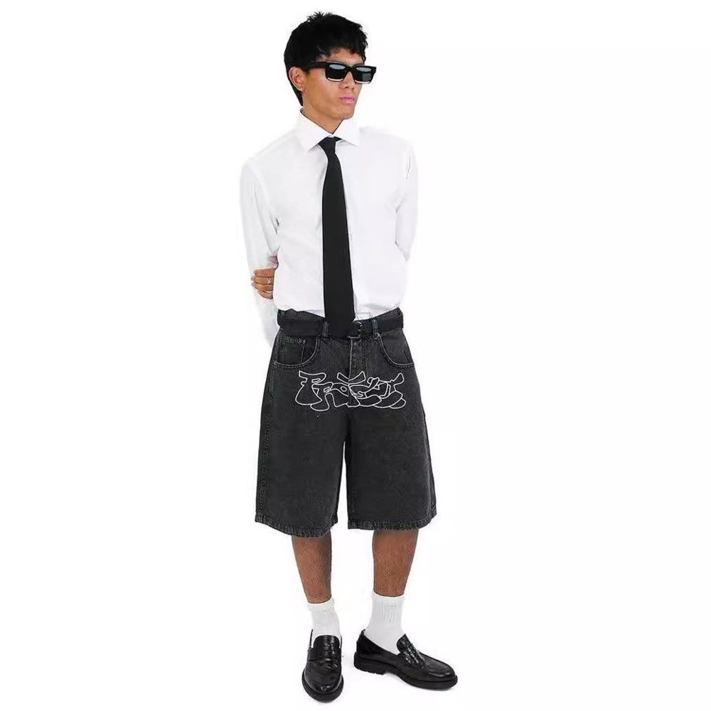 Urban-Inspired Denim Shorts for Casual Hip-Hop Style-Theone Apparel