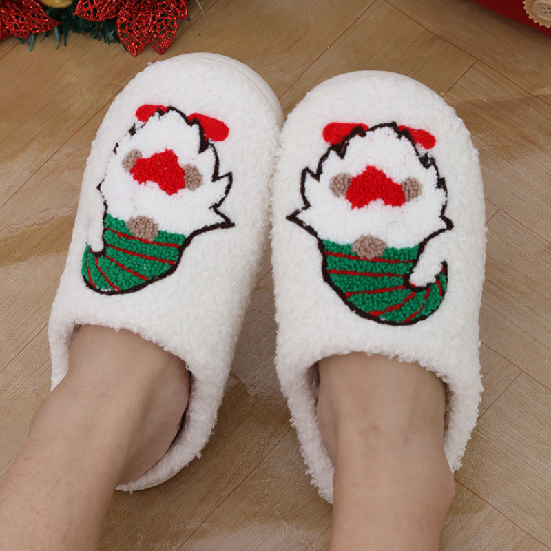 Warm and Soft Closed Toe Christmas Themed Slip On House Slippers-Theone Apparel