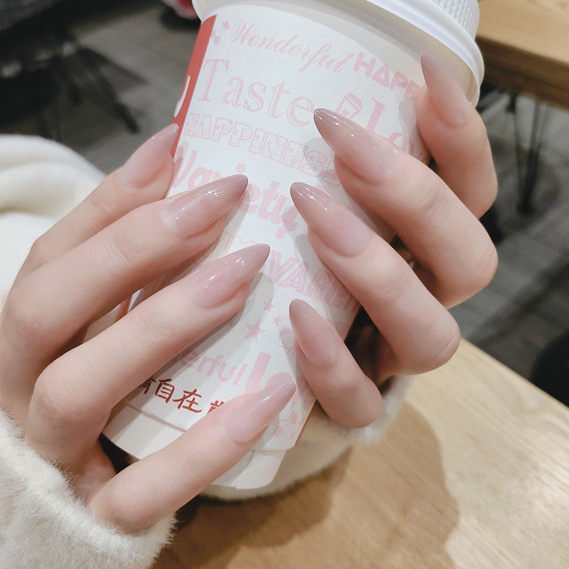 Women's Long Almond Shaped Nail Set with Gradient Colors-Light Purple-Theone Apparel