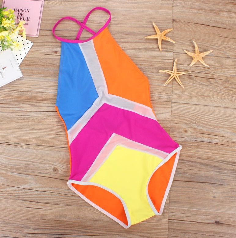 Women's One Piece Maternity Swimsuit with Floral Print-Orange-Theone Apparel