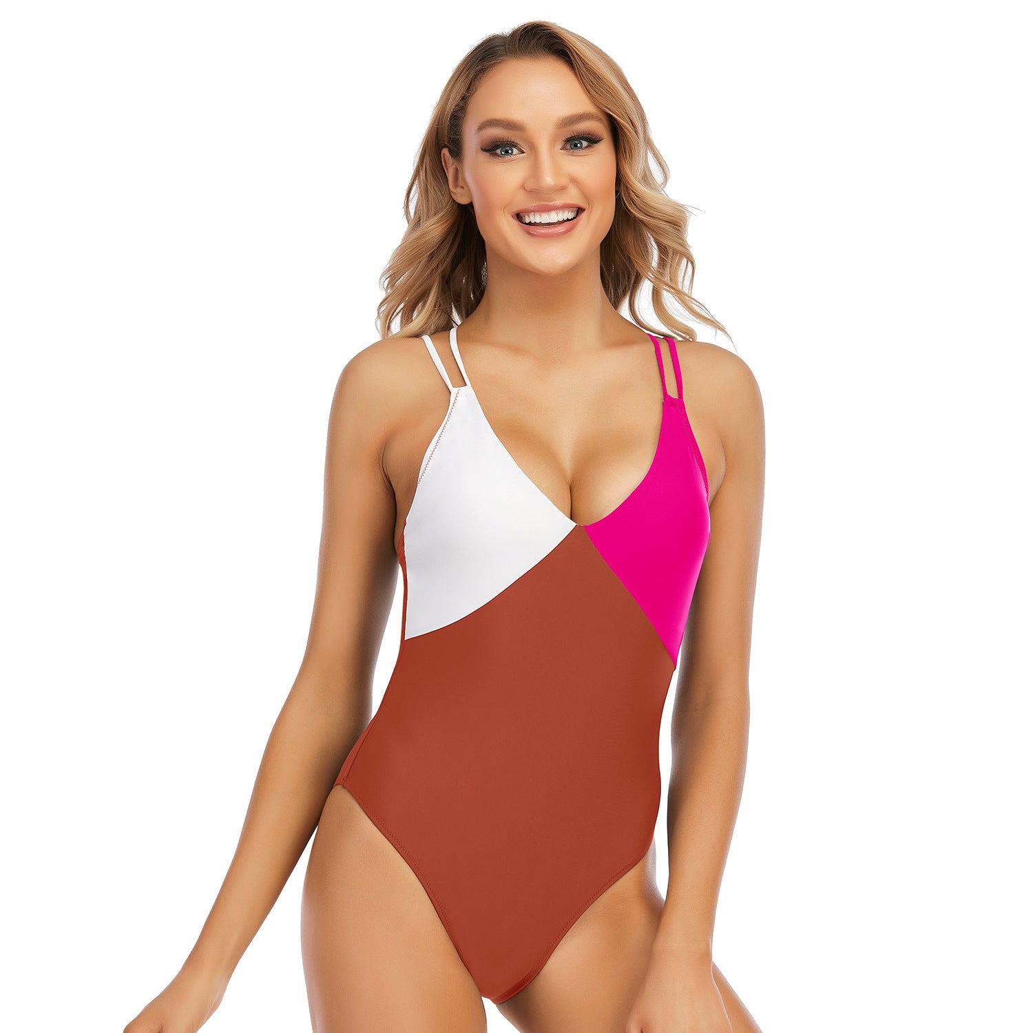 Women's One Piece Swimsuit with Off Shoulder Ruffle Sleeves-Orange-Theone Apparel