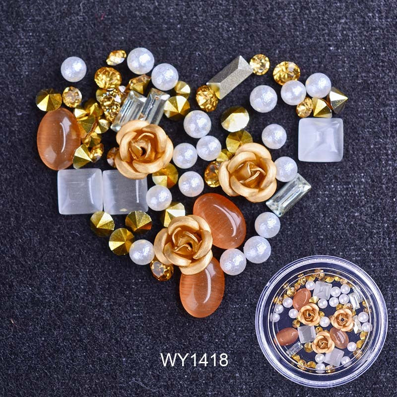 Women's Pink and White Ombre Nail Set with 3D Floral Adornments-Orange-Theone Apparel