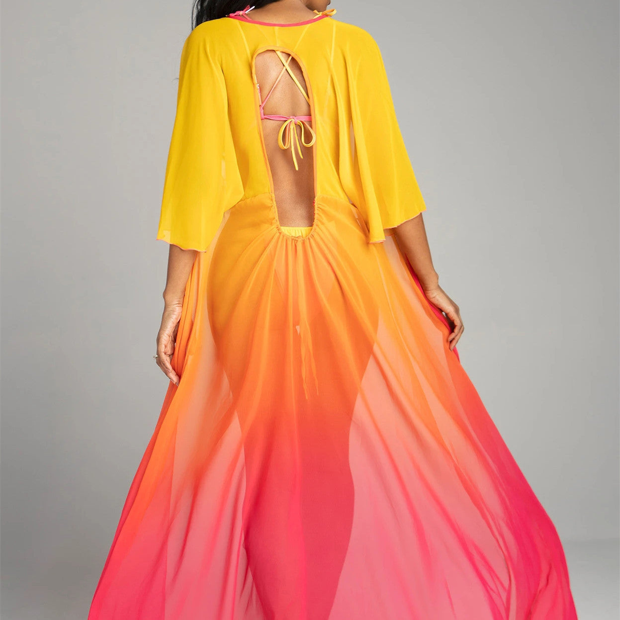 Women's Three Piece String Bikini Set with Duster Swimsup Cover-Theone Apparel