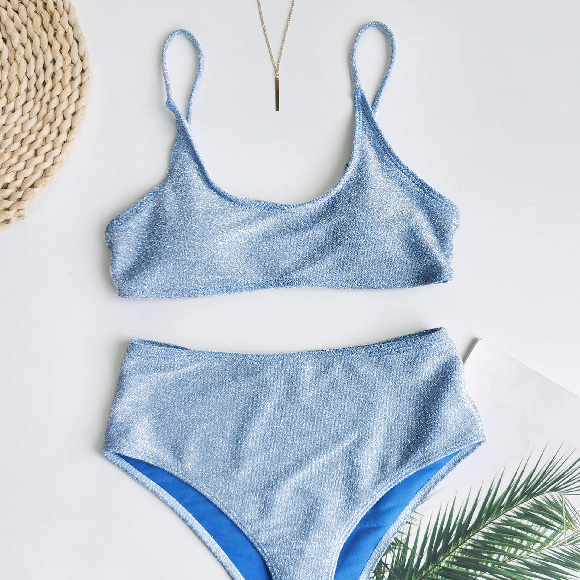 Women's Two Piece Bandeu Top and High Waist Bikini Set-Theone Apparel