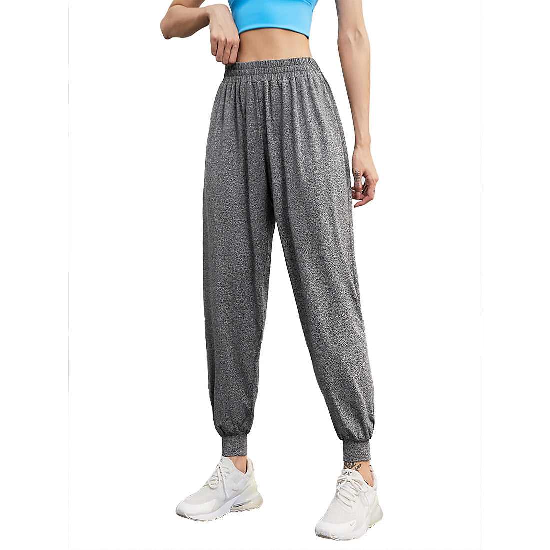 High-waisted Versatile Loose Casual Pants With Cuffed Ankles For Slimming Fitness Sports Trousers