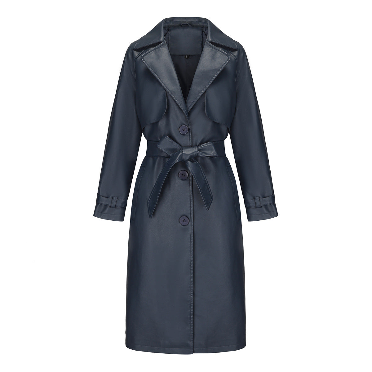 Long Loose Fit Trench Coat With Lapel And Belt