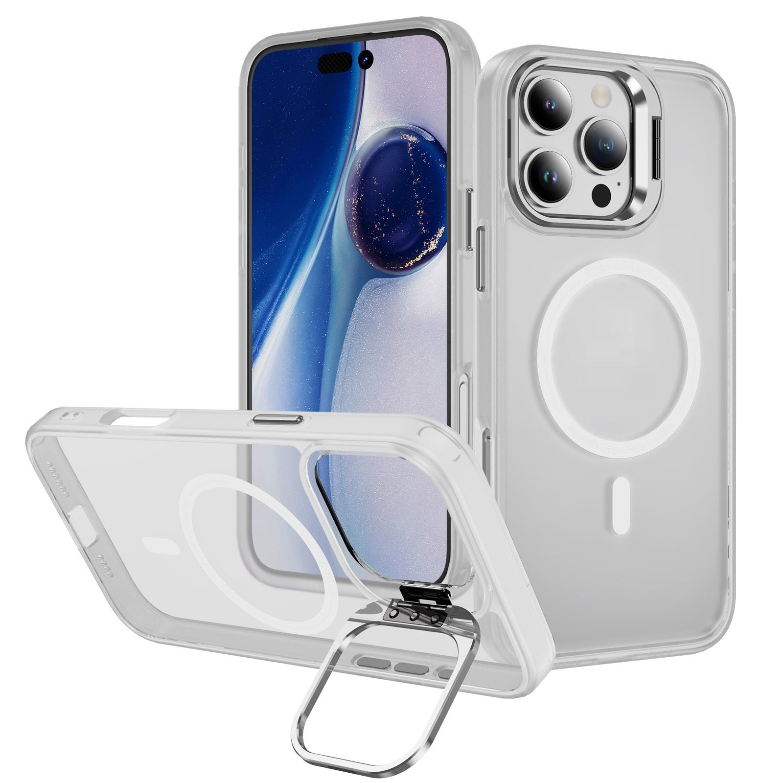Magnetic Lens?Stand Anti?Drop Acrylic TPU Phone Case For iPhone