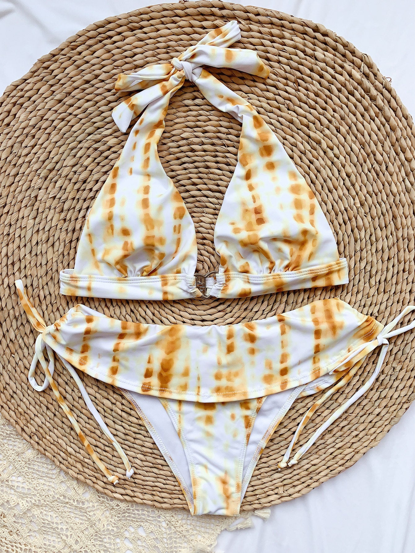 Bikini stampati con bandage arruffato per lo stile di nuoto americano europeo