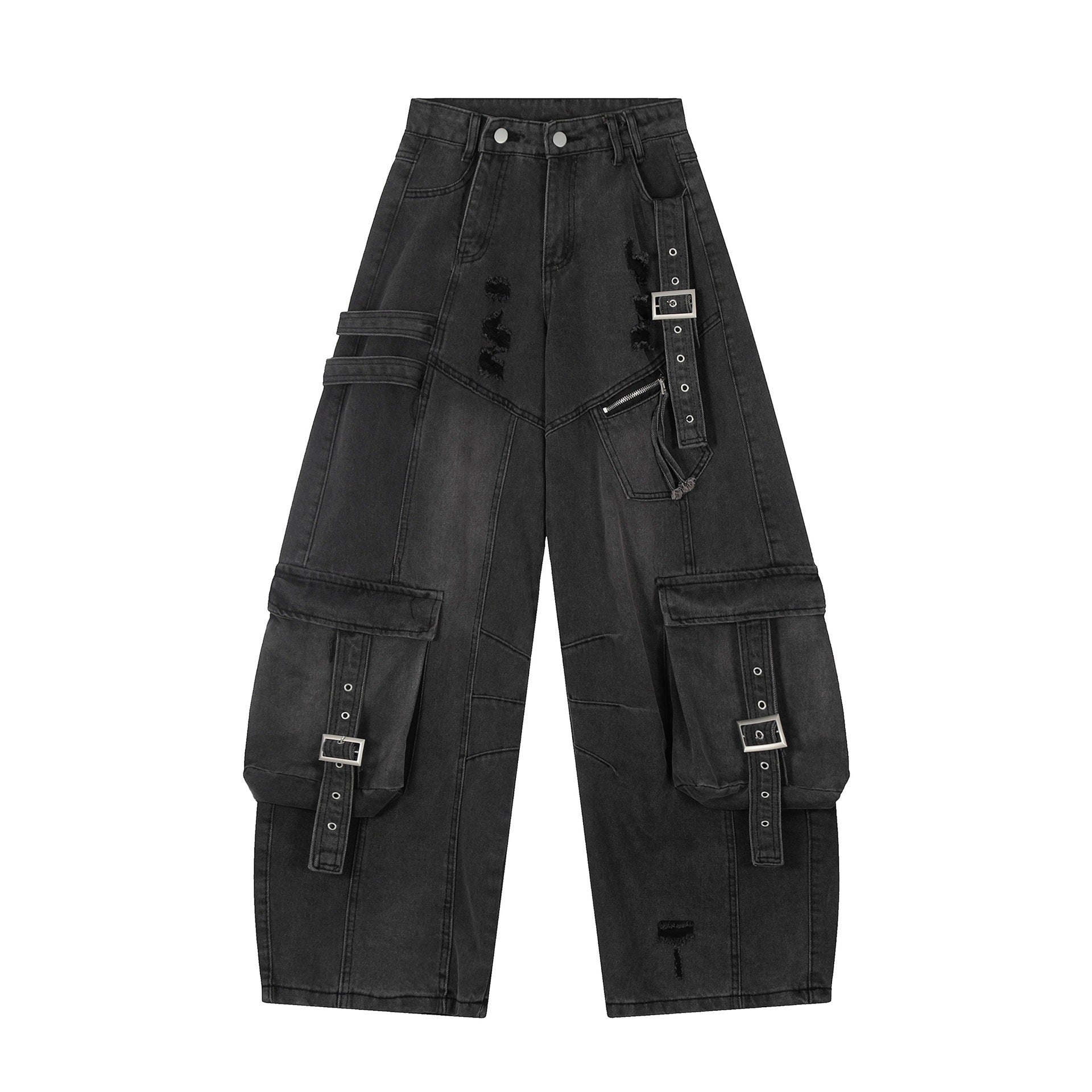 Women's Straight Loose Multi-pocket Cargo Jeans