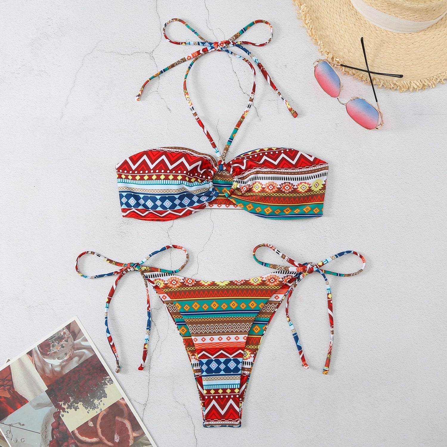 Halter Split Bikini Swimsuit for Women’s Trendy Beach Look