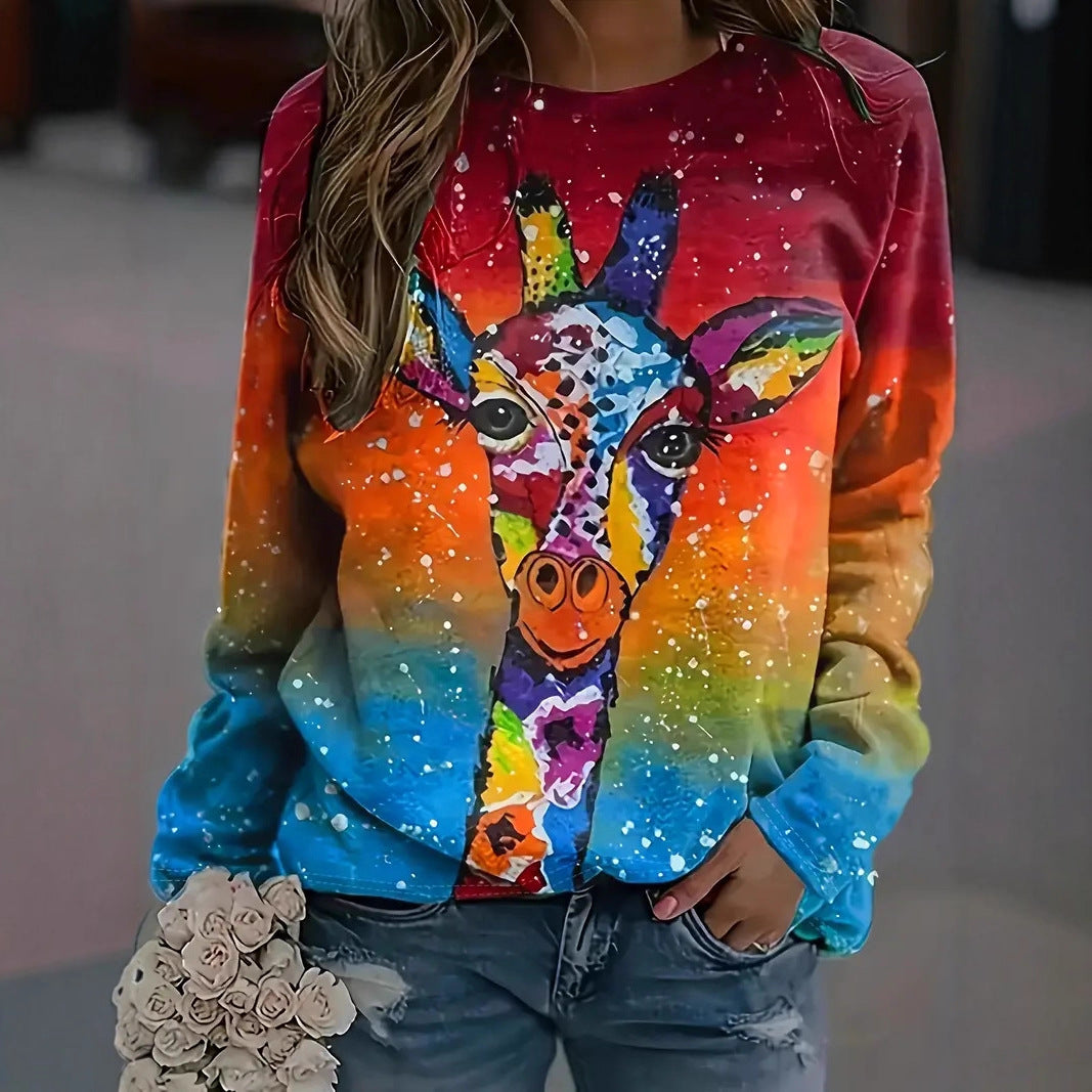 3D Animal Print Faux Fleece Hoodie For Women