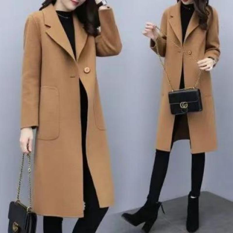 New Autumnwinter Wool Coat, Mid-length, Loose-fit, Korean Style