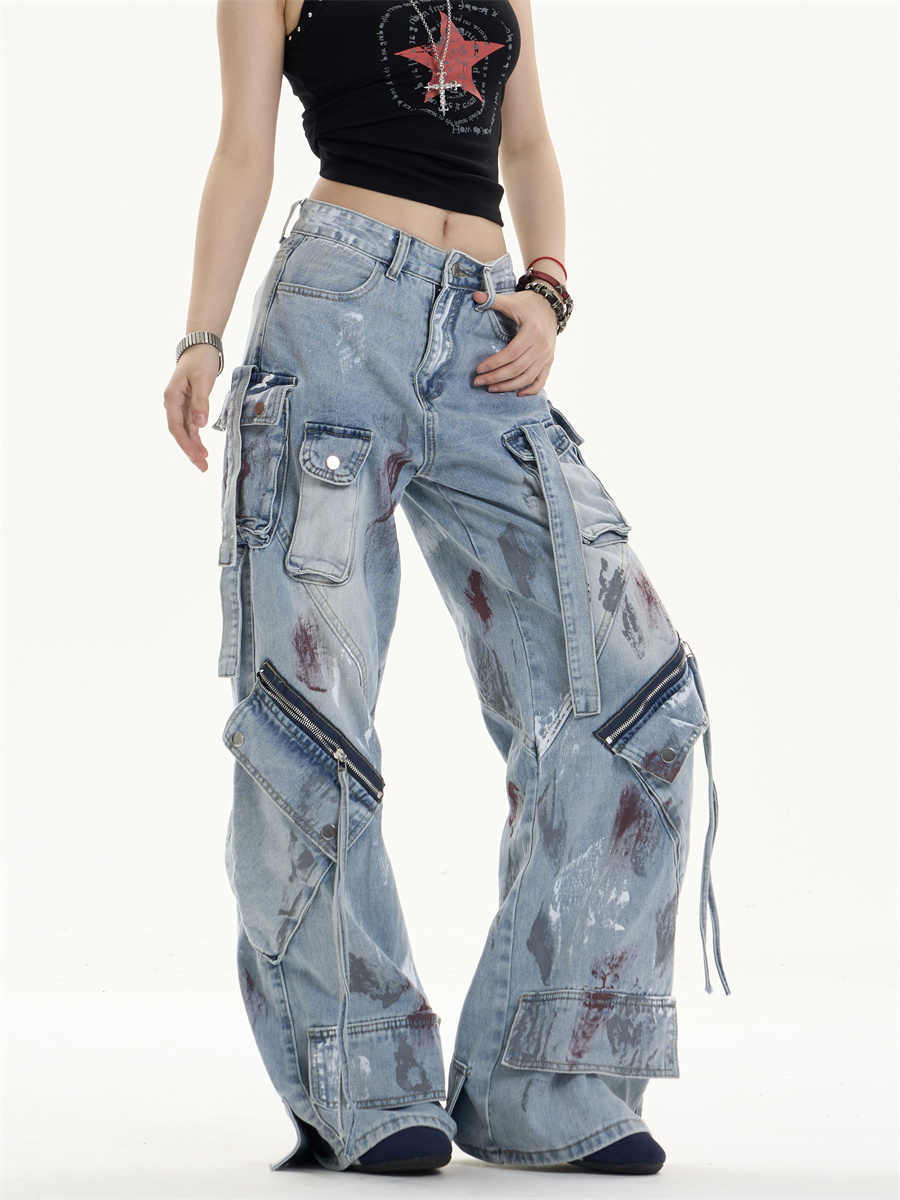 Lose Fit Workwear-Jeans mit mehrpocketem Funktionsdesign