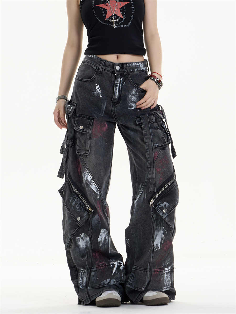 Lose Fit Workwear-Jeans mit mehrpocketem Funktionsdesign