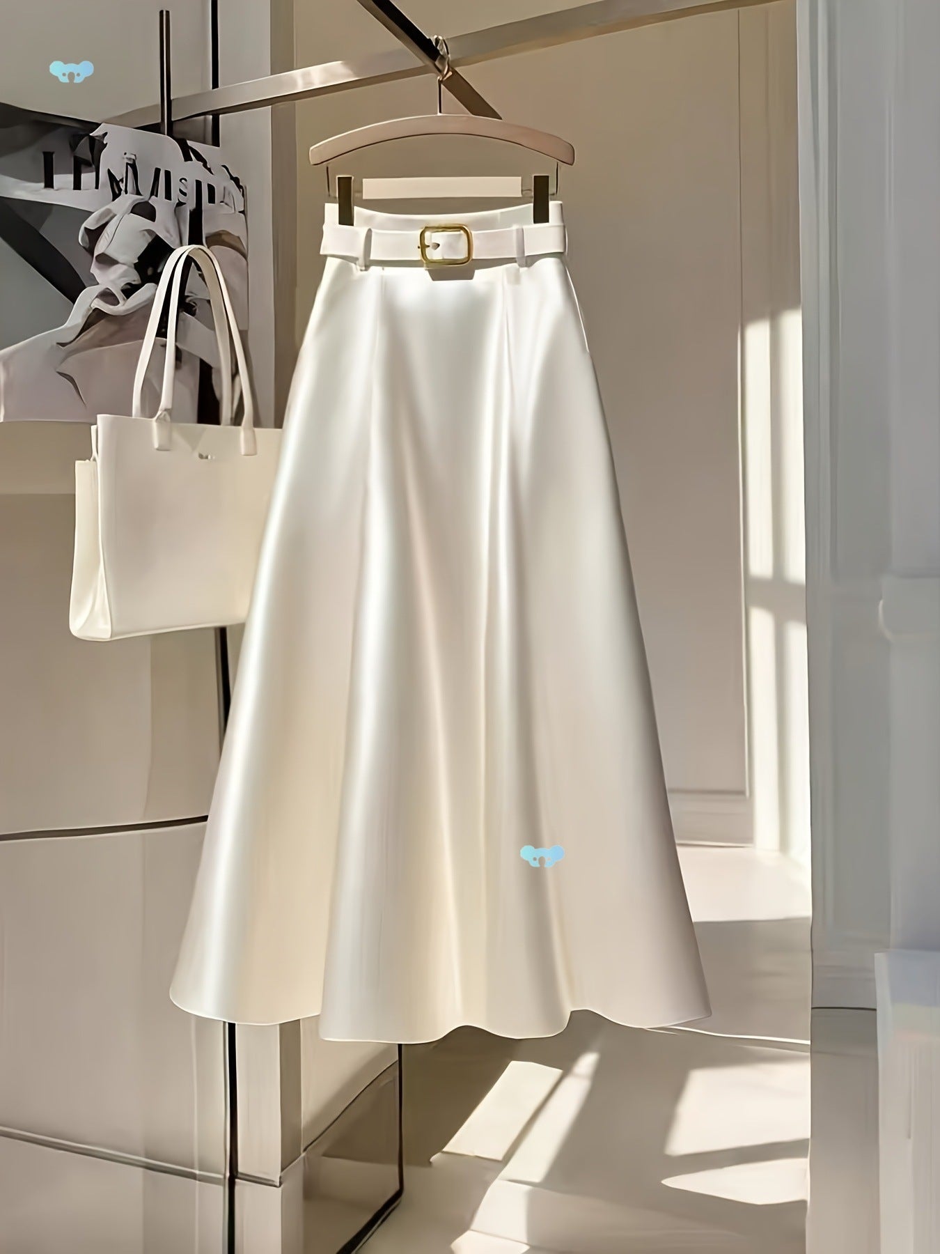 Elegante Solid Color Satin A-Line Rok voor sierlijke outfits