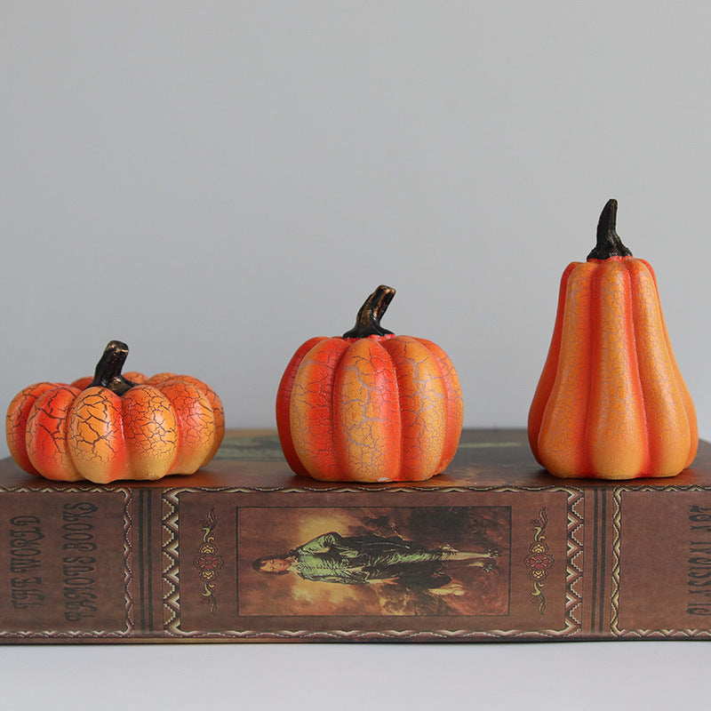 Orange Gourd Halloween Decoration with Lighted Interior in Pumpkin Color