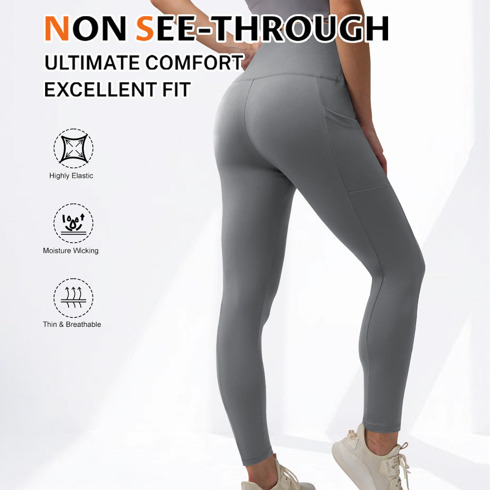 Autumn And Winter Warm Pocket Plus Velvet Yoga Pants