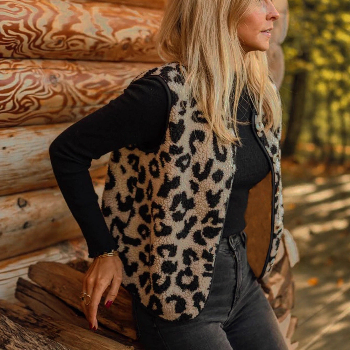 Elegant Leopard Fur Vest For Women