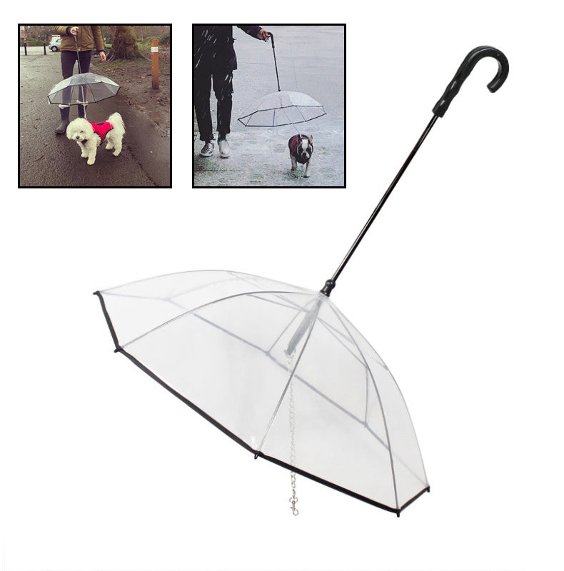Transparent Dog Umbrella With Leash For Rainy Walks