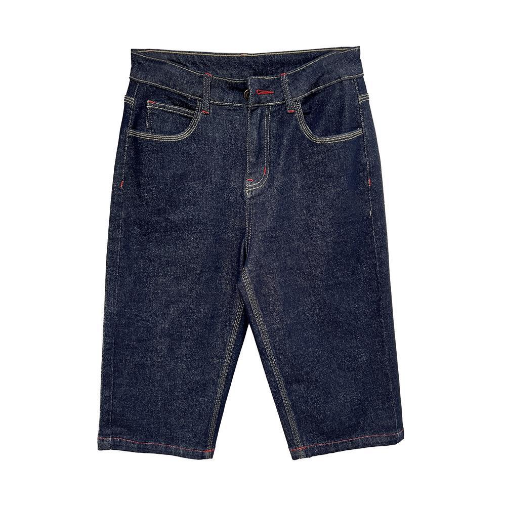 Red Stitch Straige-Leg Denim Pants untuk Lapisan Musim Semi