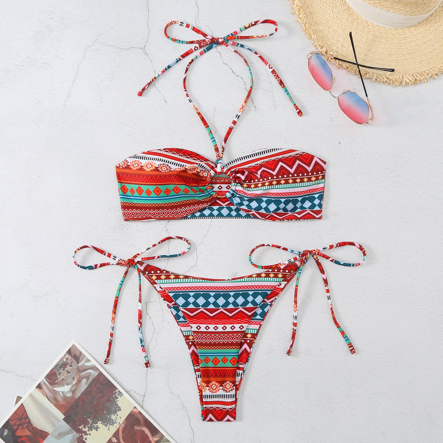 Halter Split Bikini Swimsuit for Women’s Trendy Beach Look