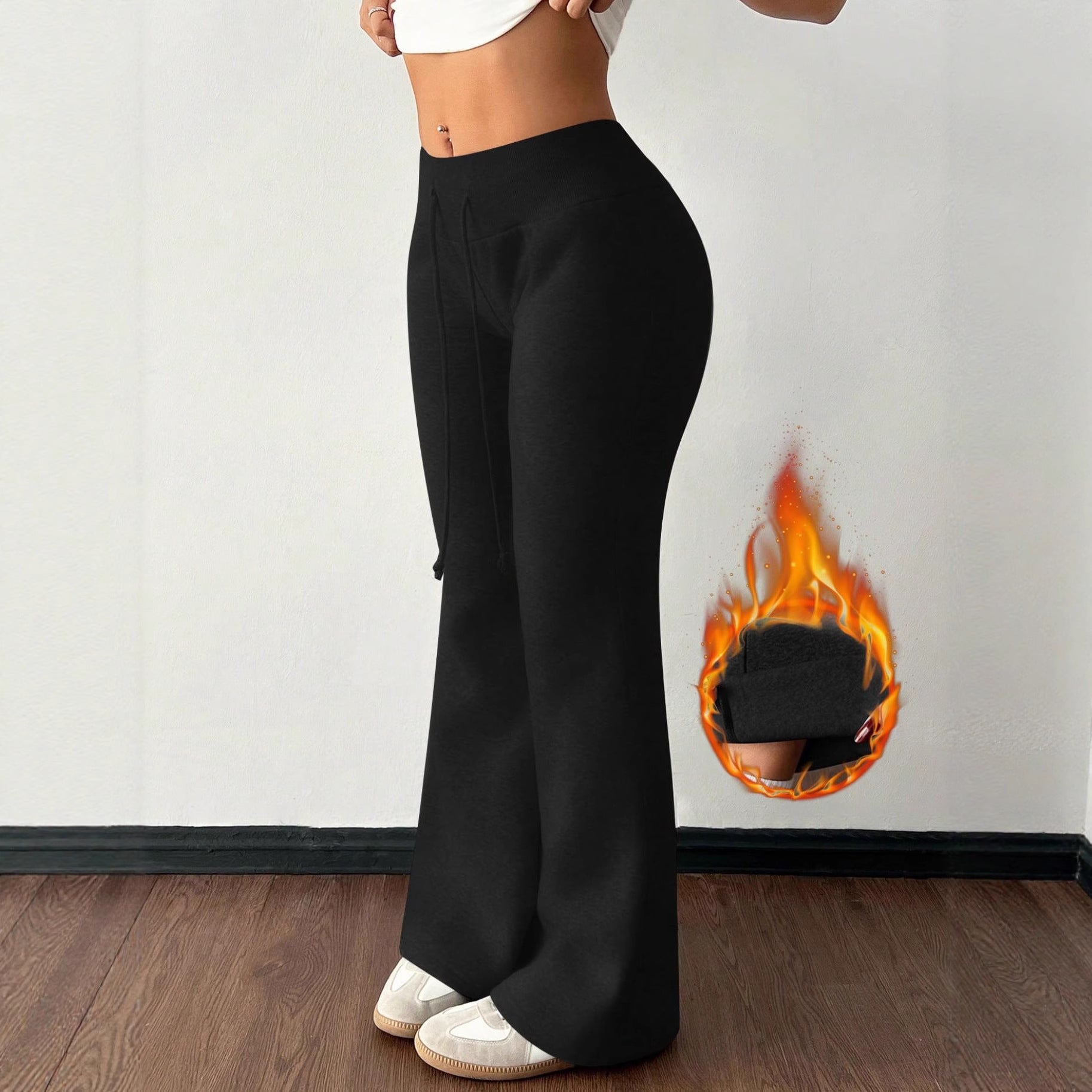 Padded Fleece High Waist Cotton Sweatpants For Cozy Everyday Wear