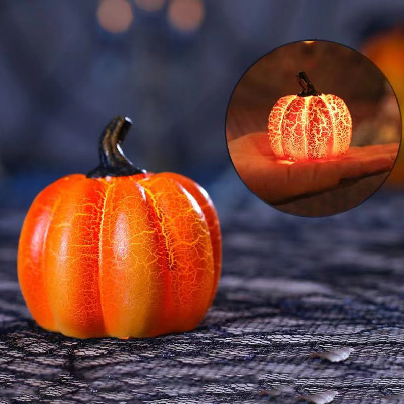 Orange Gourd Halloween Decoration with Lighted Interior in Pumpkin Color