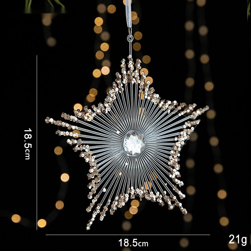 Elegant Sequined Clear Acrylic Hanging Ornament Decorations with Ribbon