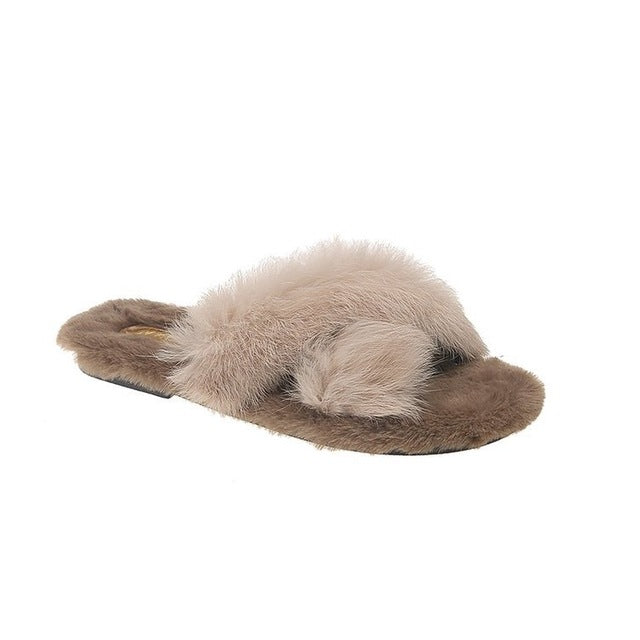 Fuzzy Fur Crisscross Pantoffelschuhe