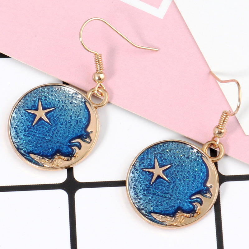 Night Sky Moon Disc Earrings