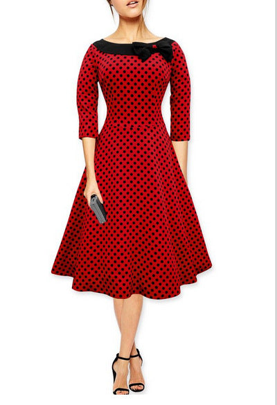 Fit &amp; Flare-Kleid mit Polka-Dot-Schleife