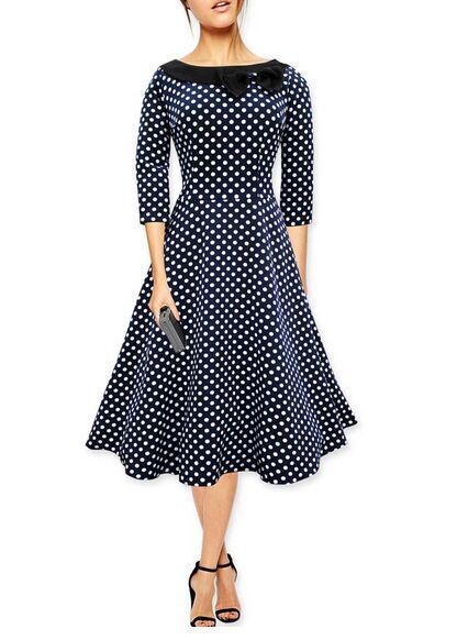 Fit &amp; Flare-Kleid mit Polka-Dot-Schleife