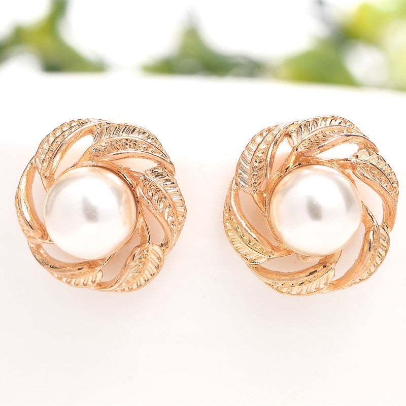 Swirling Gold and Pearl Earrings