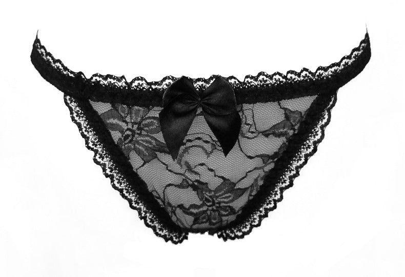 Lace Front Transparent Thong with Chain String