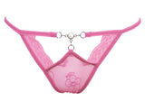 High Waist Cutout Thong with Jeweled Center