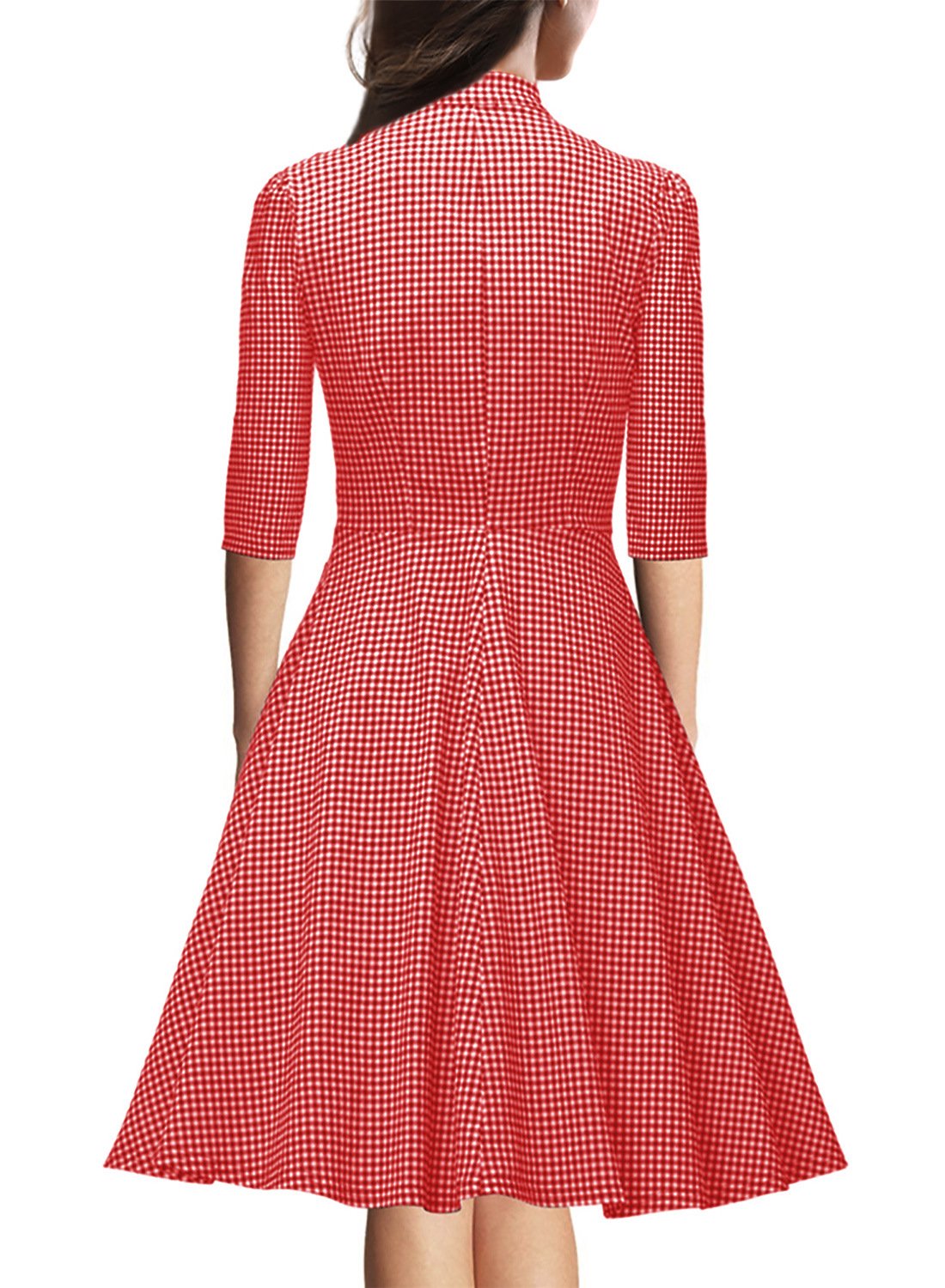 Gingham Bow Button-Front A-Line Dress