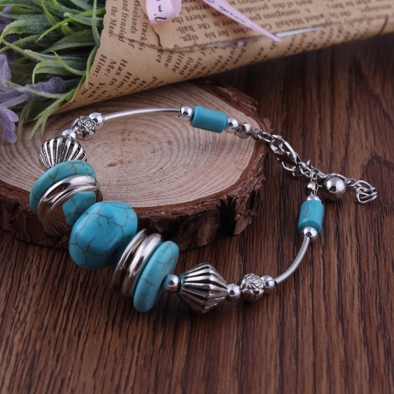 Turquoise Beaded Metal Bracelet