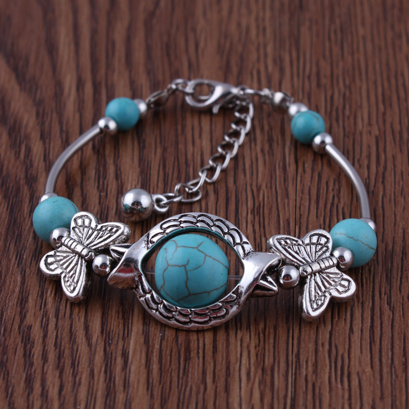 Turquoise Metal Charm Bracelet