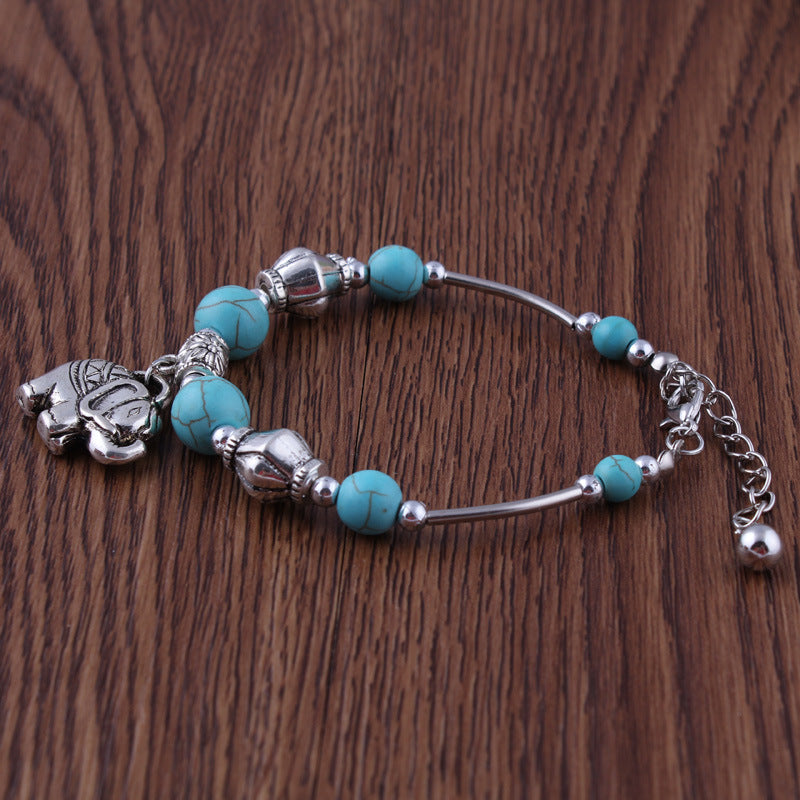 Turquoise Elephant Charm Bracelet