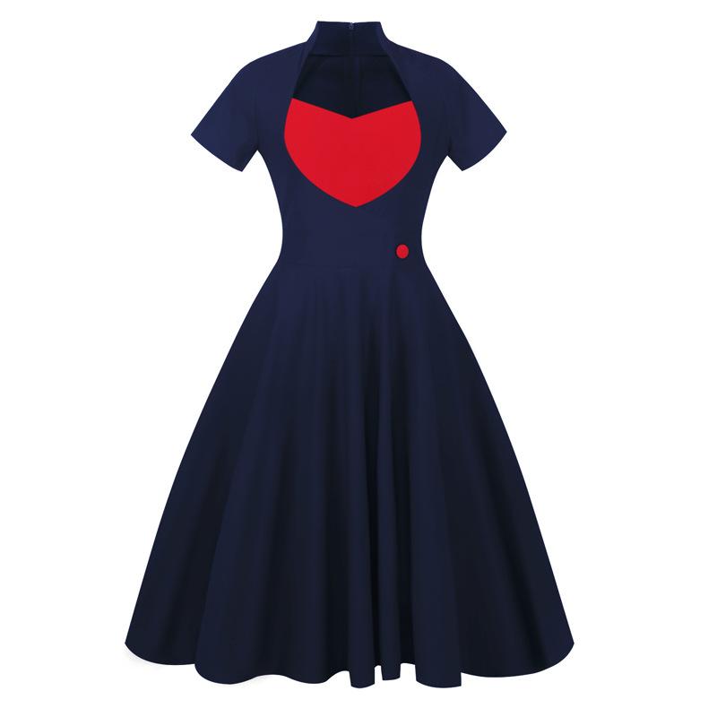 Two-Tone Button-Accent Cutout Sweetheart Dress