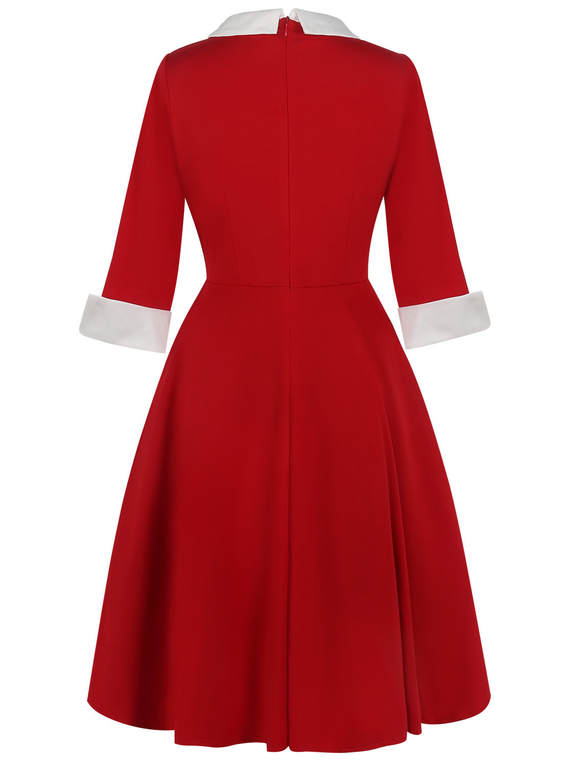 Contrast Collar & Cuffs A-Line Dress - Theone Apparel